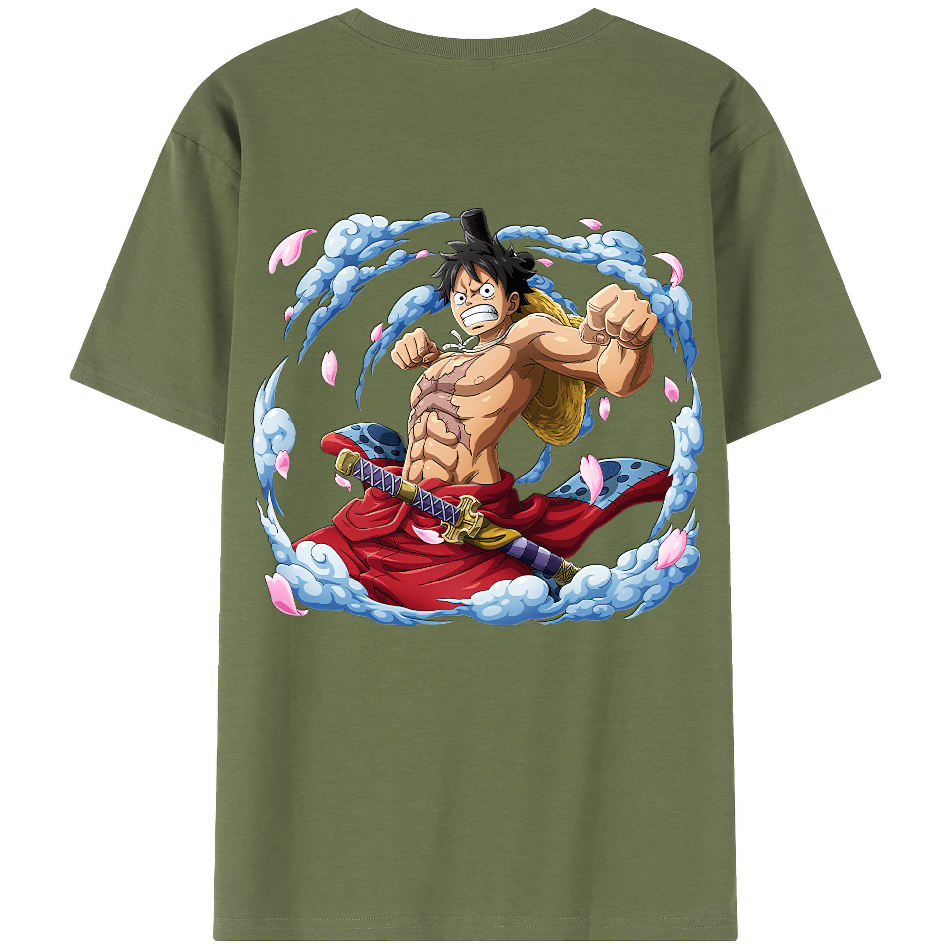 ワンピース モンキー・D・ルフィ ONE PIECE Monkey D. Luffy 綿100％半袖Tシャツ（背面プリント）